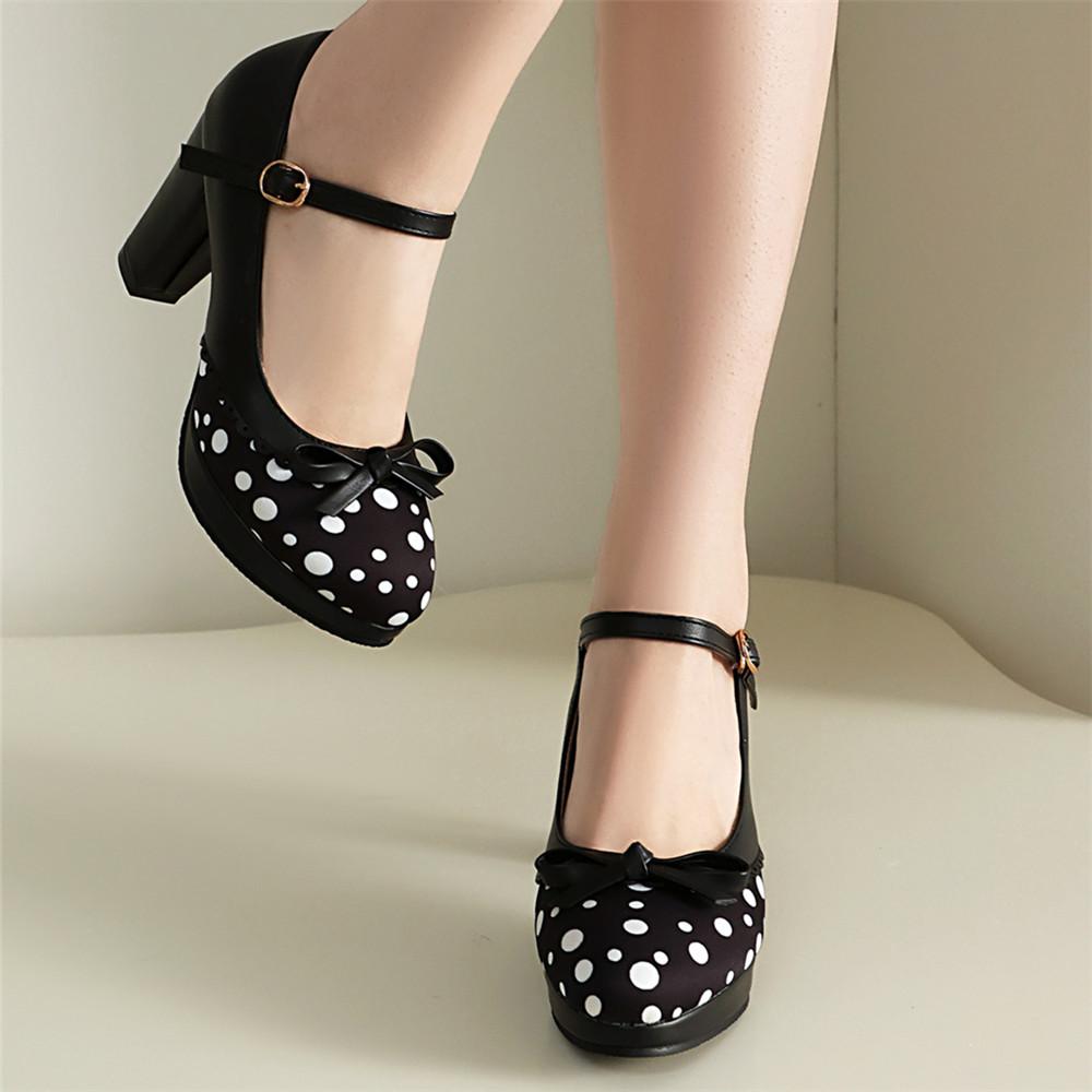 Fashion Lolita Shoes Women Oxford Pumps Cute Platform High Heels Retro Vintage Shoes for Women Mary Janes Round Toe Ankle Strap Shoes