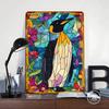 Stained Glass Penguin Poster Customized Wall Art Vintage Metal Signs Retro Tin Plaque for Man Cave Gaming Room Decoration Cozy