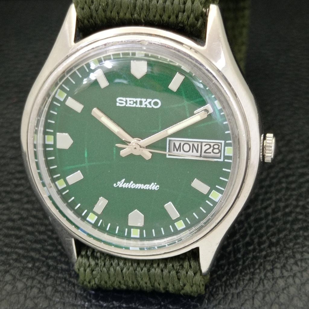 AUTOMATIC VINTAGE SEIKO JAPAN 6309A MENS GREEN COLOR DIAL WATCH A701272-5 R206a-a701272