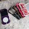 Stylish Big Wave Magnetic Matte Case For Samsung Galaxy Z Flip 3 4 5 6 5G ZFlip5 Flip6 5G Translucent Frosted Back Cover Funda