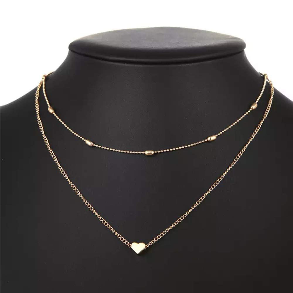 Fashion Stylish Multilayer Chain Pendant Necklace for Women and Girls Minimalist Heart Star Bohemian Crystal Choker Necklace