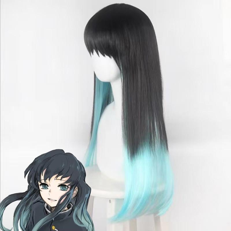 Anime Tokitou Muichirou Cosplay Wig Muichiro Tokito Wig Heat Resistant Synthetic Hair Wigs