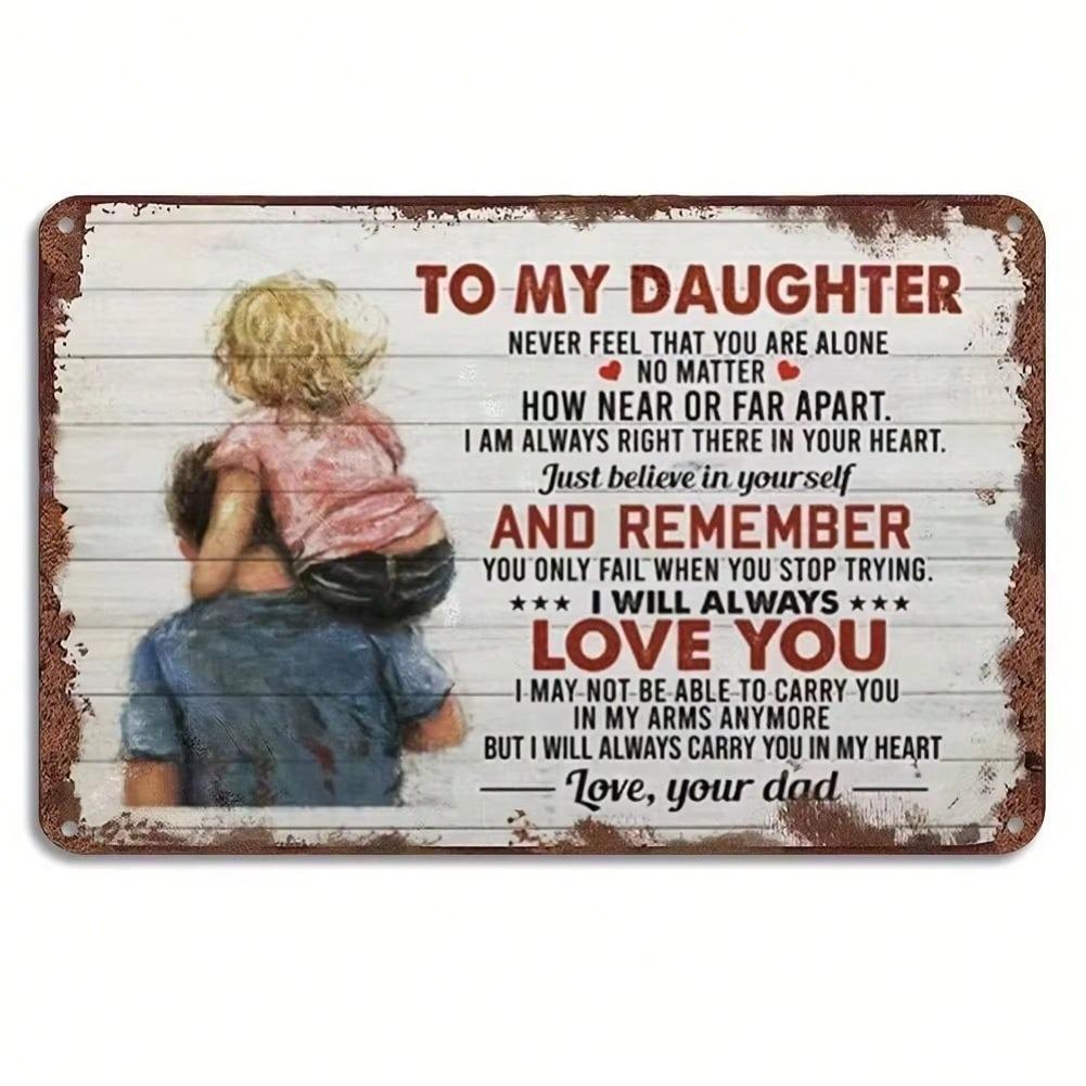 12x8" Exclusive Heartwarming Father-Daughter Metal Sign 1pc - Vintage Art, Charming Decor for Rustic Farmhouse Living Room