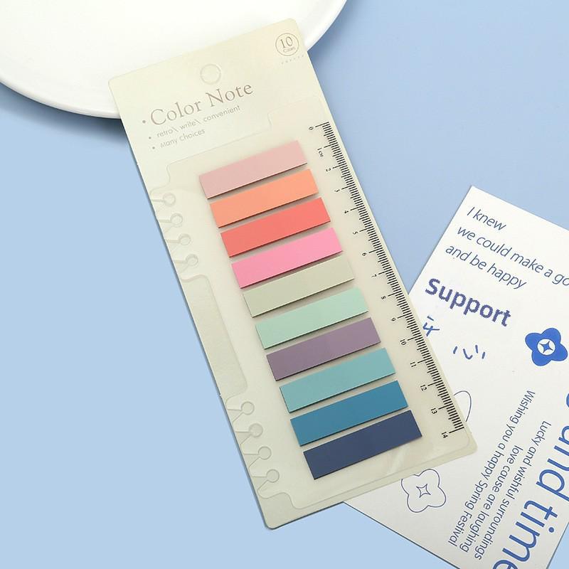 Colorful Transparent Morandi Ruler Index Stickers - Writable Classification Labels & Sticky Notes