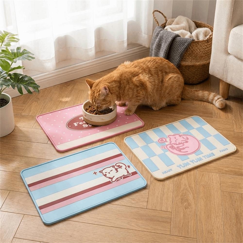 Anti-fouling Pet Placemat Non-slip Dog Food Bowl Mat Space Saving Pet Bowl Pad Floor Protector