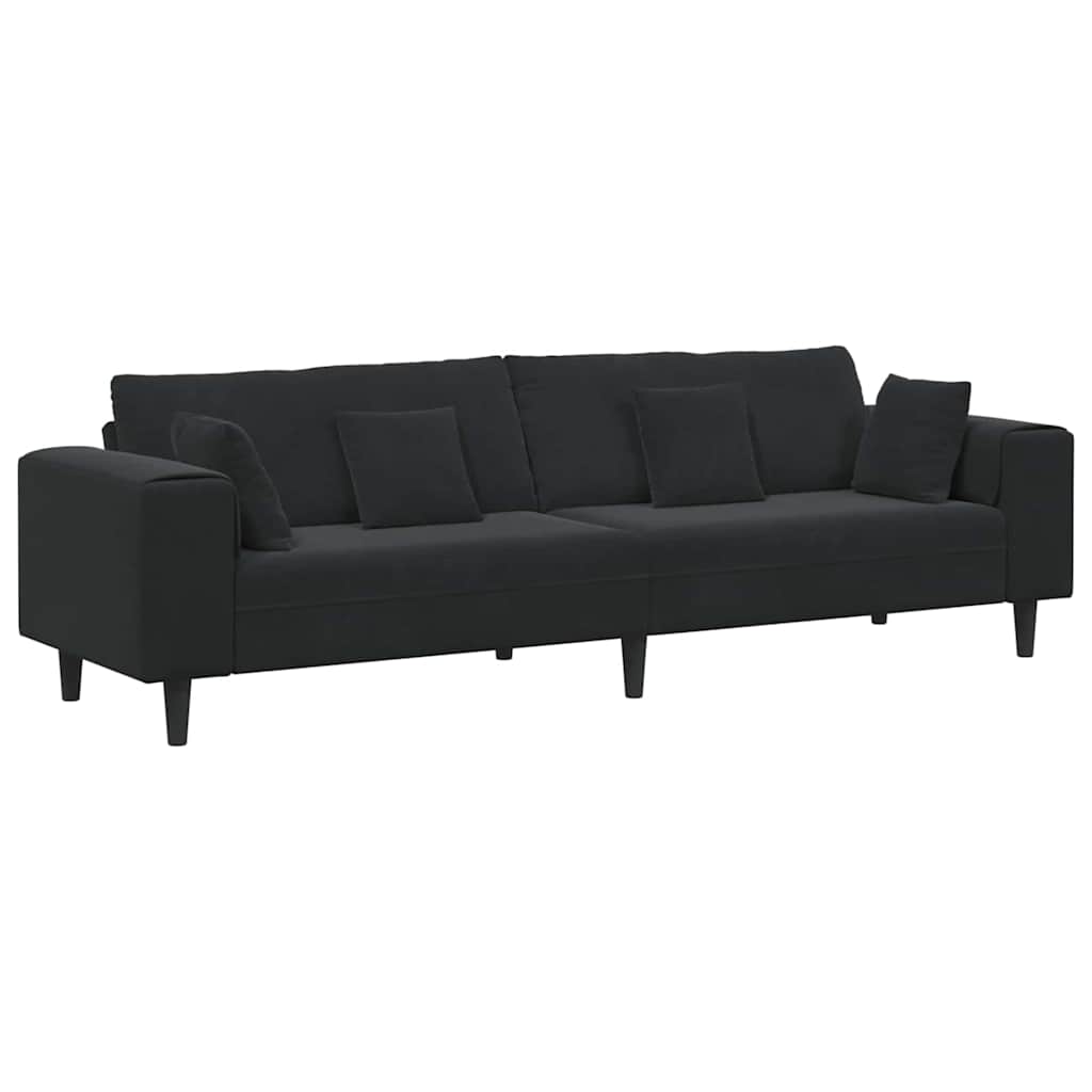 Black Sofa 250 X 77 X 76 Cm Velvet
