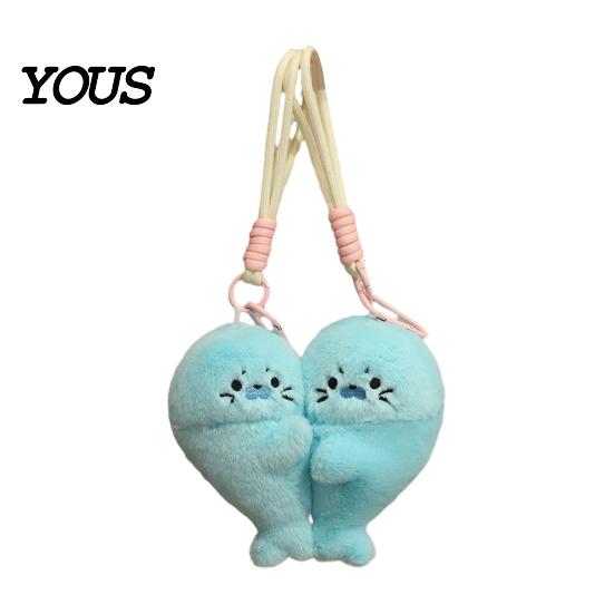 Backpack Accessory for Kids 1 Pair Cute Baby Seal Plush Keychain, Magnetic Heart Fluffy Keyring, Soft Phone Charm Stuffed Animal Fridge Magnet