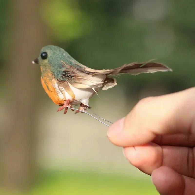 Bird Decoration Artificial Feather Bird Craft Ornament Simulation Little Robin Bird Outdoor Garden Ornaments Decoration