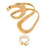 2Pcs/Set Bracelet Ring Set for Women, Adjustable Opening Design Bangle, High-Gloss Mirror Finish Ring, Irregular Geometric Shape Jewelry Set