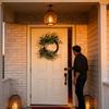 45cm Wreaths for Front Door Olive Leaves UV Resistant Artificial Door Wreath Spring Decor Rustic Realistic Olive Leaves Indoor