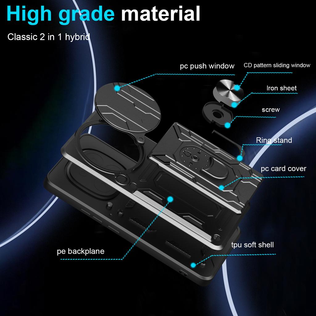 For Redmi Note 14 Pro+ Pro Plus/Redmi 14C/14R A4 A3 4G A3X Car Mounted Magnetic Rotating Ring Holder Card Slot Phone Case Shell