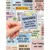 50pcs English Text Reminder Stickers Waterproof For Phone Case, Luggage, Laptop Decor Back To School