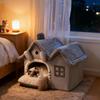 Foldable Cat House Winter Warm Pet House for Indoor Small Dog Bed Mat Basket Kennel Cozy Cave Puppy Condos Kitten Shelter Pet Supplies