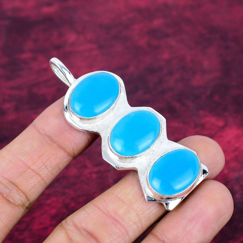 Sovande Turkos 925 Massivt Sterlingsilver Hänge, Handgjort Ädelstenshänge Smycken, Gåvor Till Fru Helt Nytt Hänge