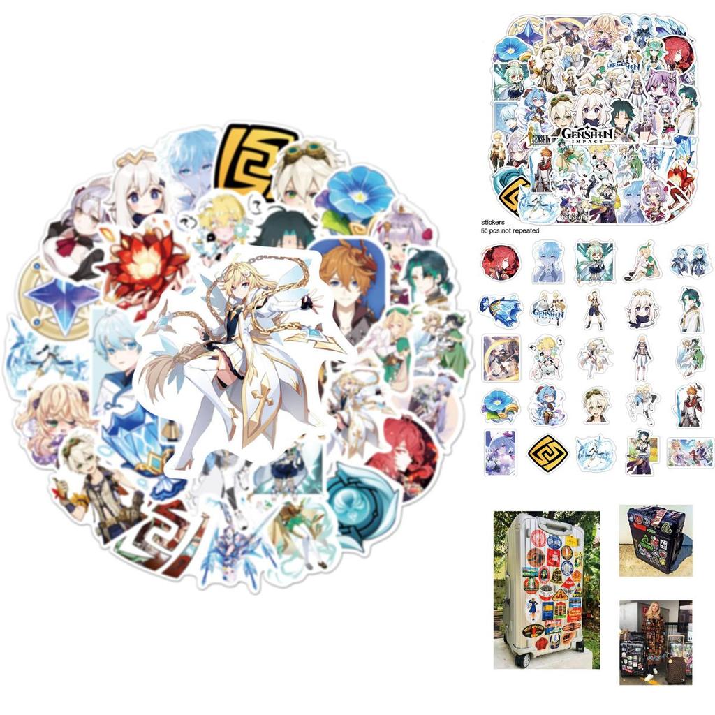 50pcs Genshin Impact Waterproof Stickers Reusable Adhesive Decoration