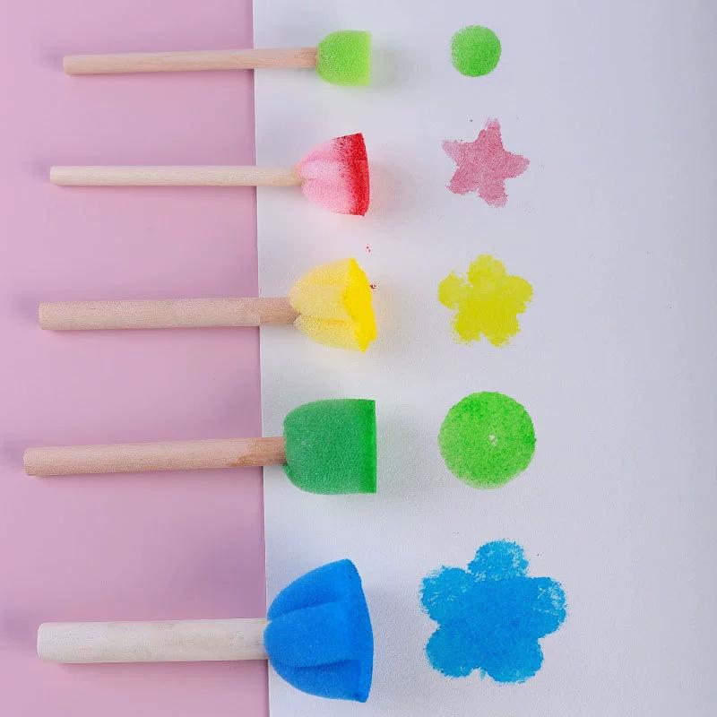 5 Colorful Mushroom Sponge Stamps: Children's Irregular Art & DIY Paintbrush Set