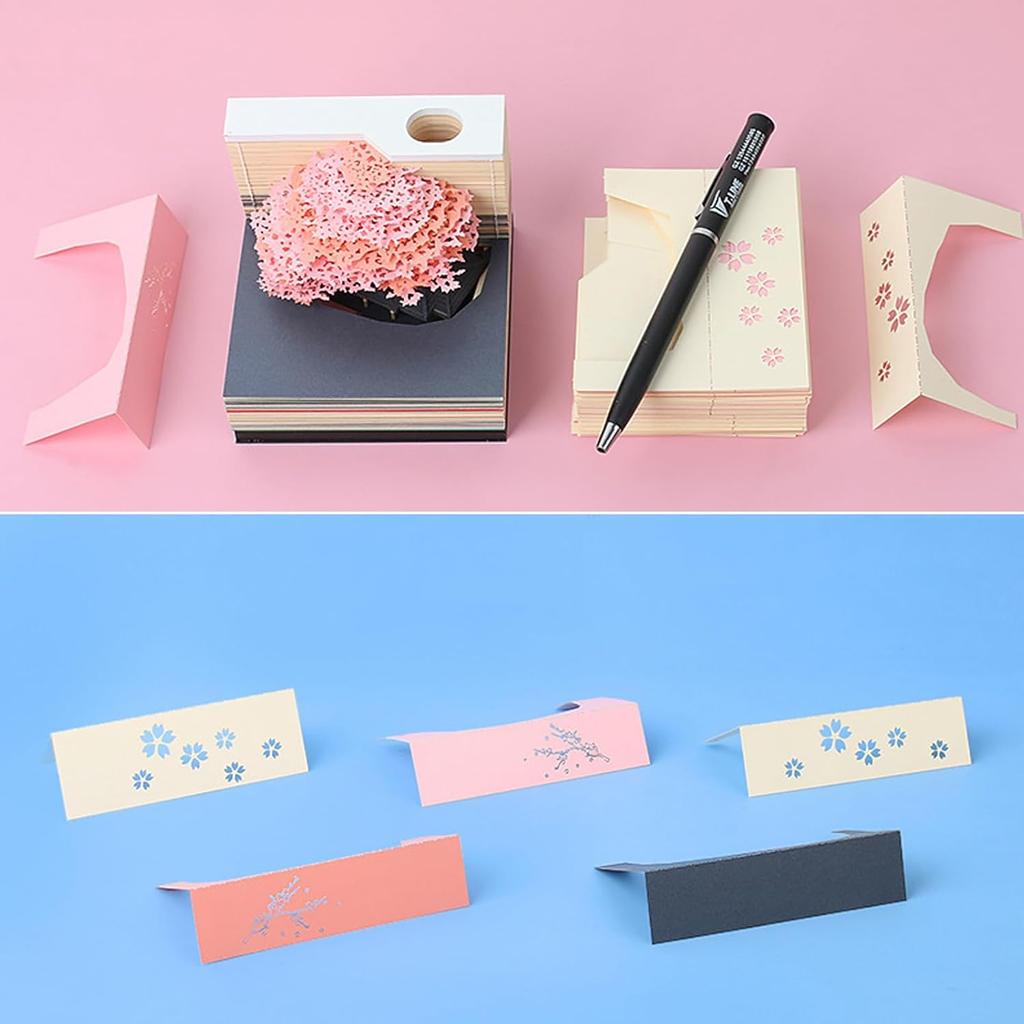 3D Desk Calendar 2025,Time Piece Calendar 2025,Tear-Away 3D Paper Art Notepad w LED Lights,Creative 3D Memo Artsy Pad Calendar, DIY Paper Carving