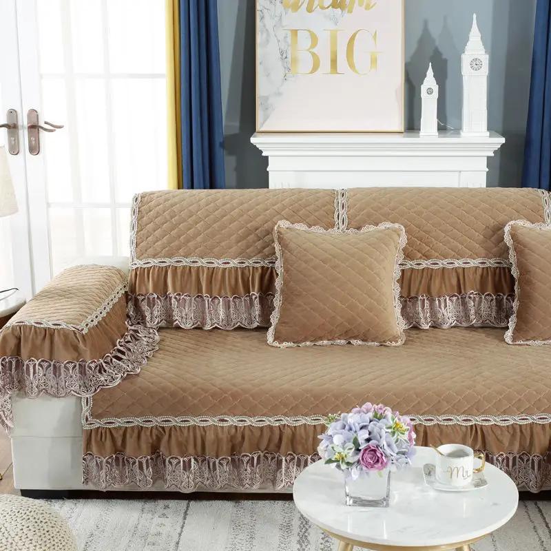 Four Seasons Sofa Cover Modern Minimalist Sofa Lace Cushion Winter Plush Household  European Anti Slip Fabric Sofa Napkins
