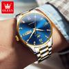 OLEVS brand fully automatic mechanical watch with diamond inlaid dual calendar mechanical men's watch 9955