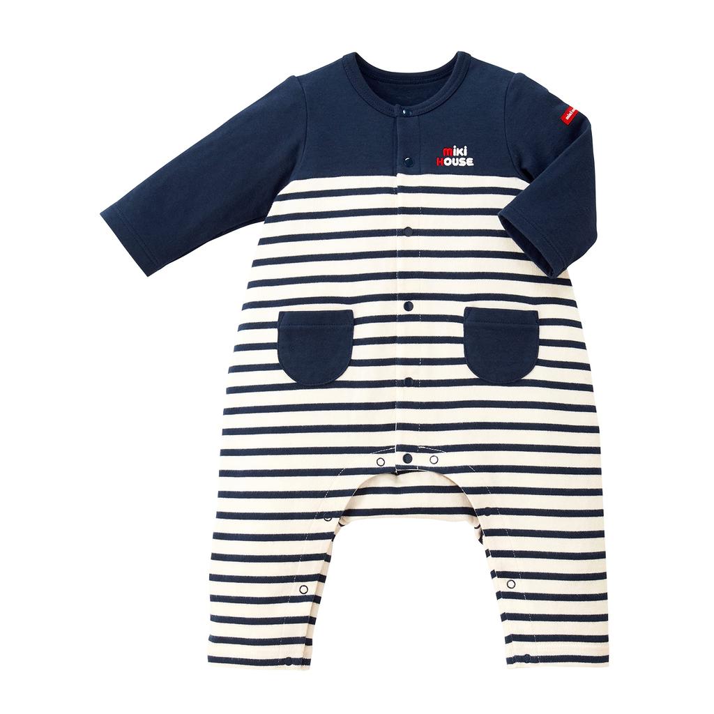 MIKI HOUSE Baby Coverall Romper for Boys and Size Navy Girls, 80cm, Blue, 43-1201-384