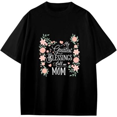 Retro My Greatest Blessings Call Me Mom-Mom Grandmother Grandma Anime Gift Teens Boys Girls T-Shirt