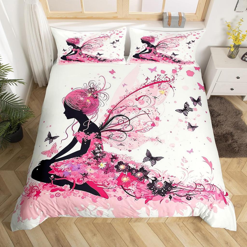 Schmetterling Bettwäsche Set Blau Schmetterlinge Bettwäsche Set Mädchen Fliegender Schmetterling Bettdecke Bezug Tier Steppdeckenbezug mit 2 Kissenbezügen