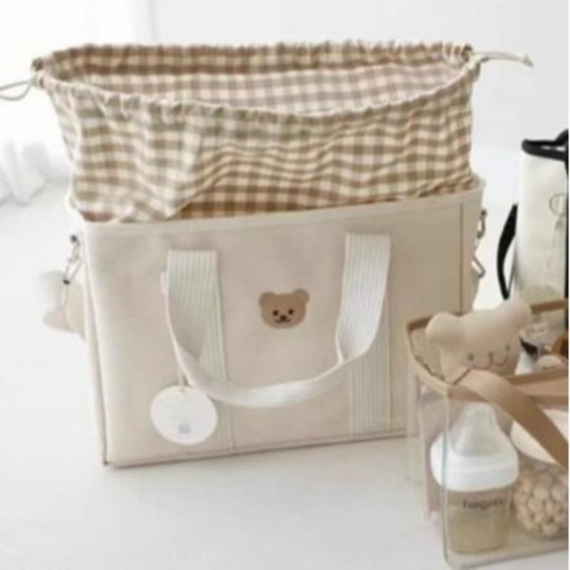 Mommy Bag Cartoon Bear Mother Bag Canvas Lightweight Multi-functional Portable Baby Bag