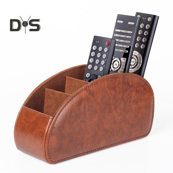 Ящик для хранения пульта дистанционного управления с 5 отделениями, большой вместимостью, органайзер для хранения пульта дистанционного управления, держатель для ручек коричневый