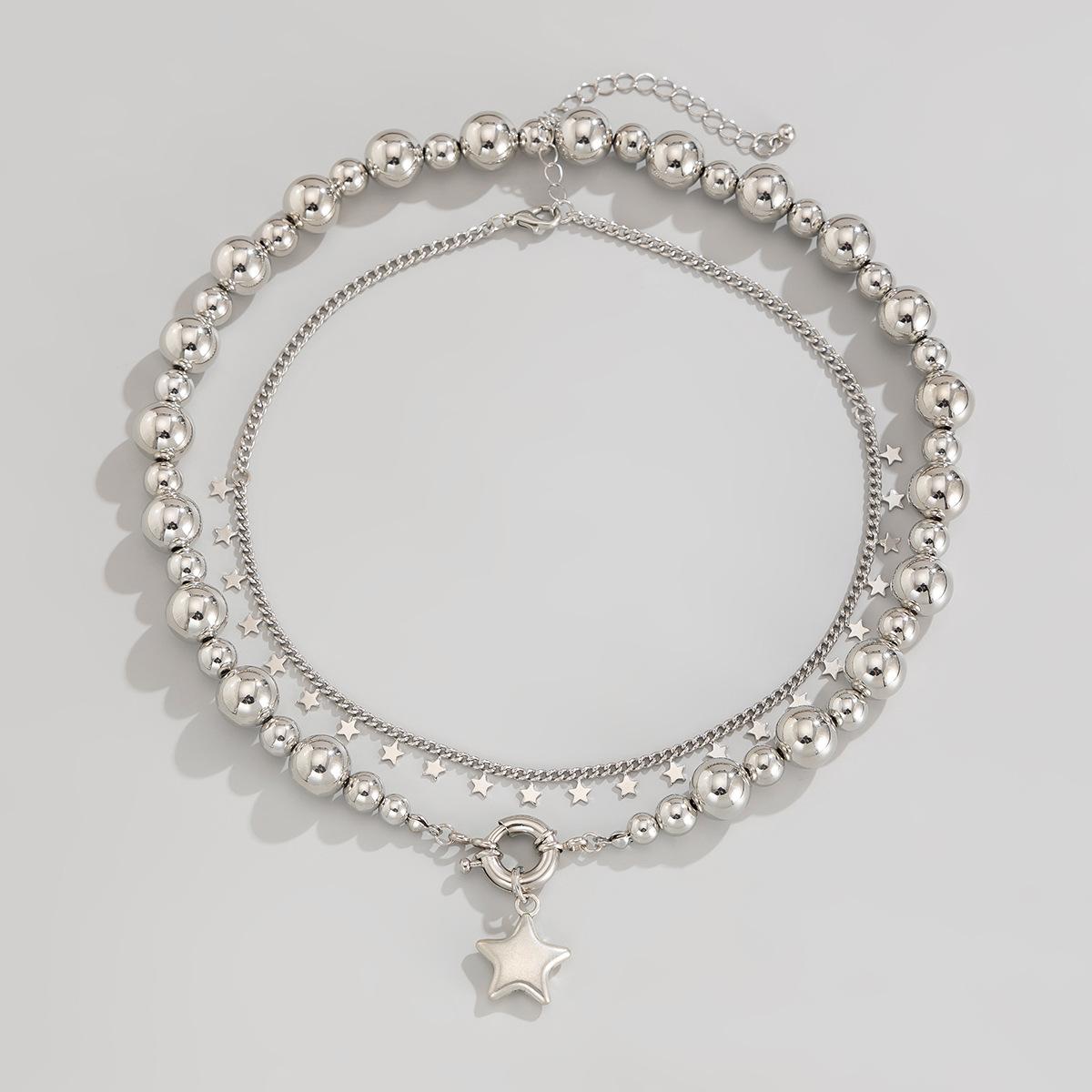 

Accessories Simple Pentagram Alloy Pendant Necklace Fashion Beaded Necklace Necklace