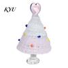 Miniature Xmas Tree Figurine Glazed Christmas Figurine, Colorful Decor, Handcrafted Glass Craft for Display Table Centerpiece Home Office Holiday