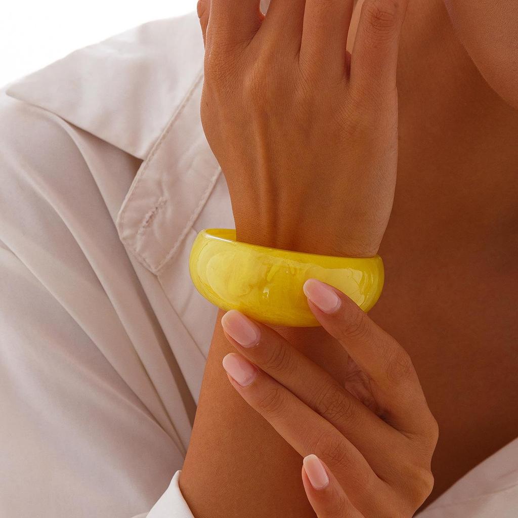 European & American Geometric Ins-Style Wide Face Acrylic Bangle - Colorful & Irregular Design