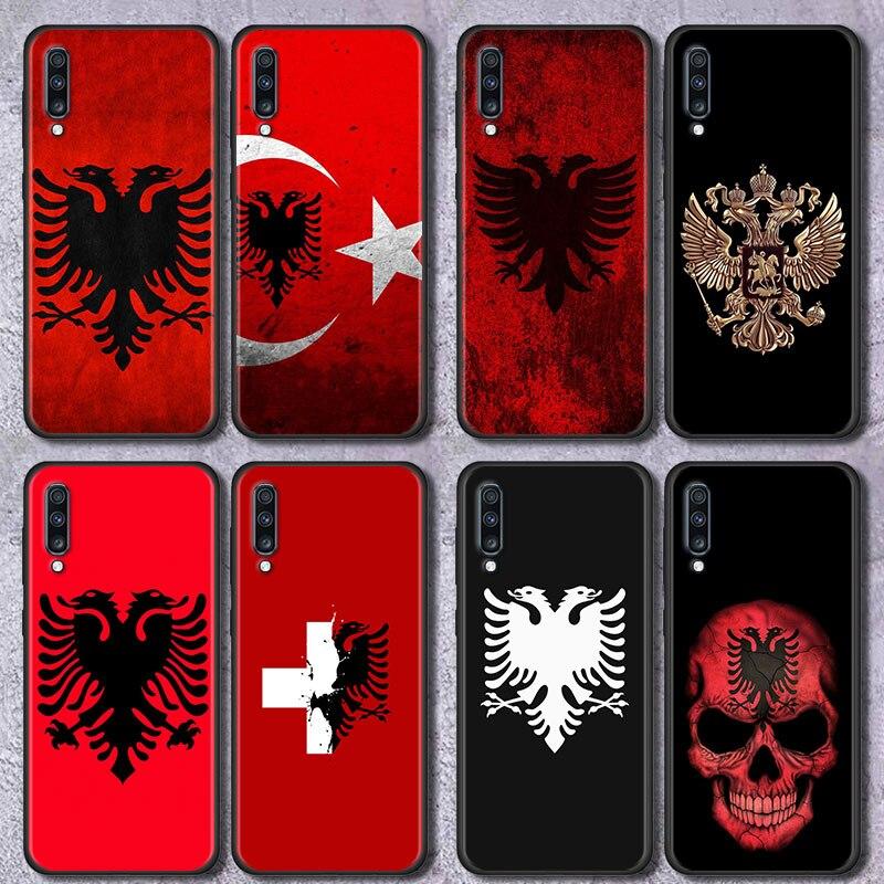 Albania Flag Bear Skeleton Phone Case for Samsung Galaxy A51 A71 A21S A12 A11 A31 A52 A41 A32 5G A72 A02S Silicon Back Cover