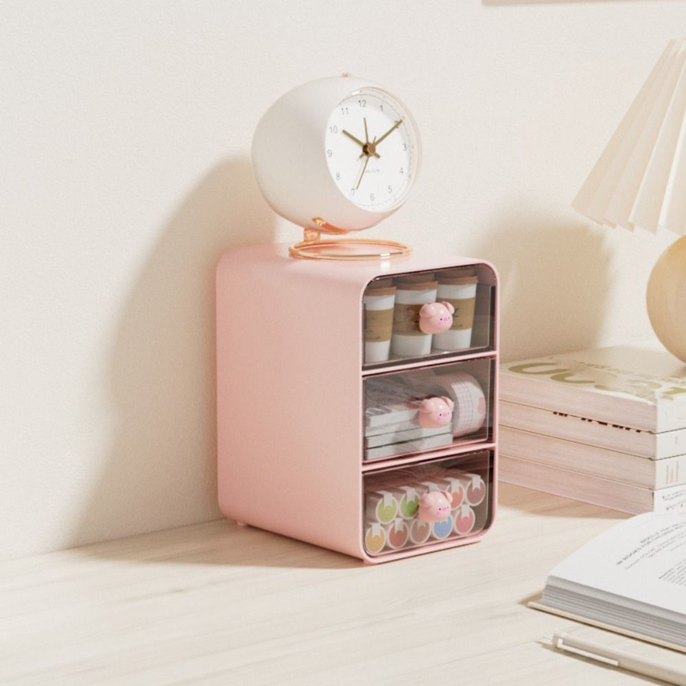 Transparent Design Desk Pen Holder Multifunctional Storage Shelf Sundries Rack Sorting Box Office