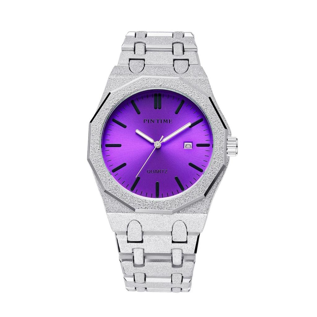 Fashion Men's Quartz Wristwatch - Frosted Stainless Steel Band, Multiple Color Dials, Casual & Business Watch