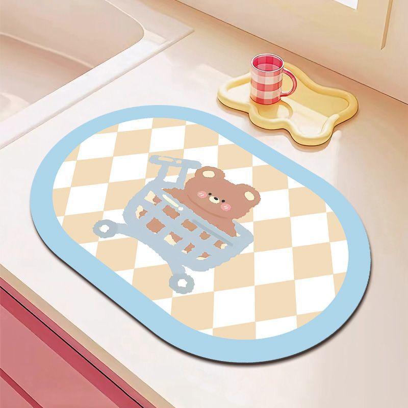 Niedliche Küchentisch-Abtropfmatte Tischmatte Hitzebeständig Rutschfest Saugfähig Schnelltrocknend Haushalt Spülbecken Dialgae Schlamm