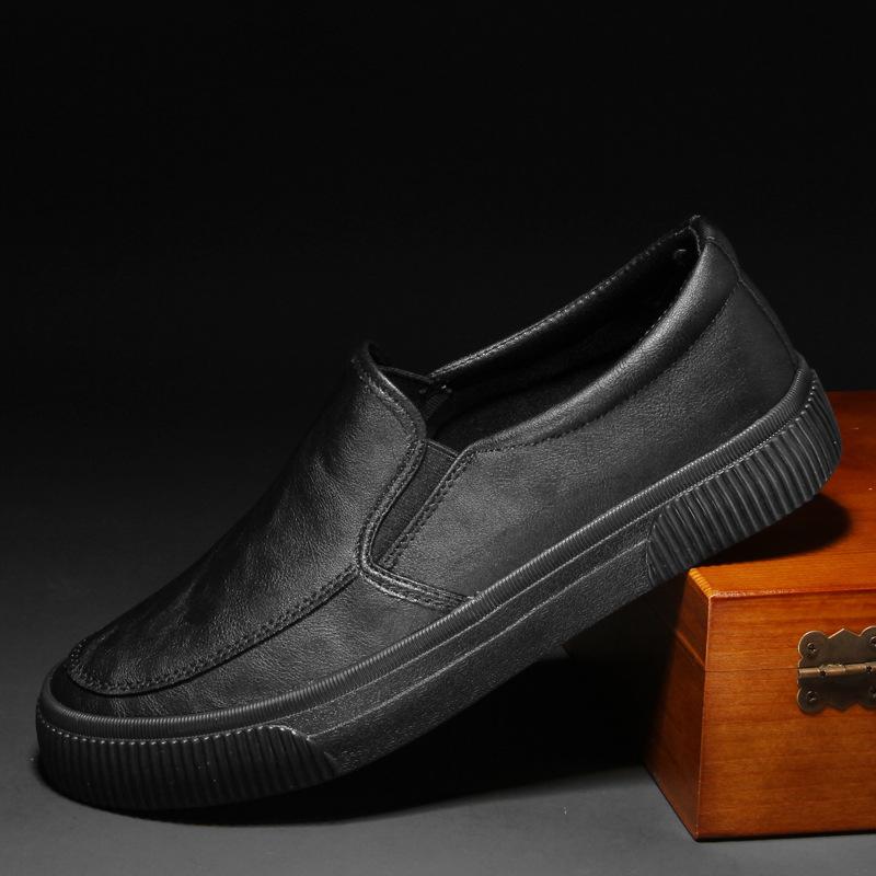 Versatile Men'S Leather Shoes Breathable Casual Fashion Low-Top Board Shoes One Pedal Trend Small Leather Shoes