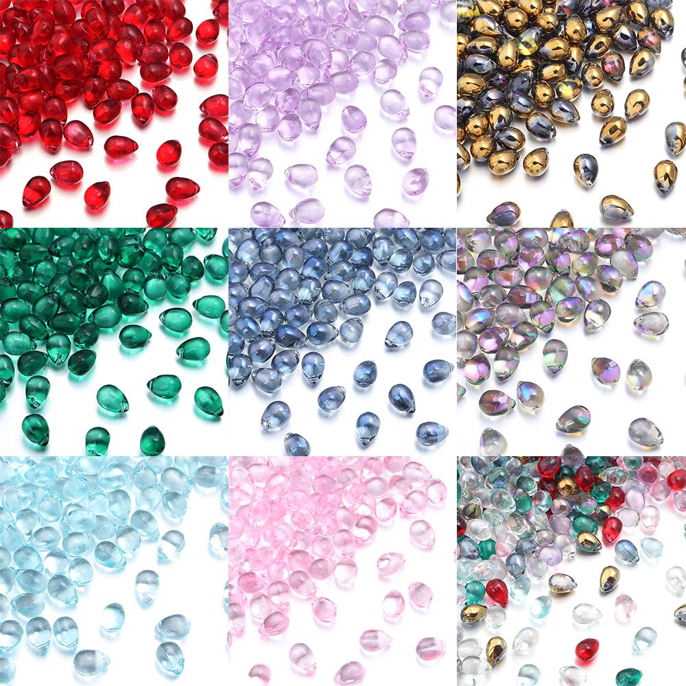50pcs Water Drop Shape Crystal Beads 9.5x14mm Glass Loose Beads For Jewelry Making DIY Bracelets Necklace Earrings Accessories