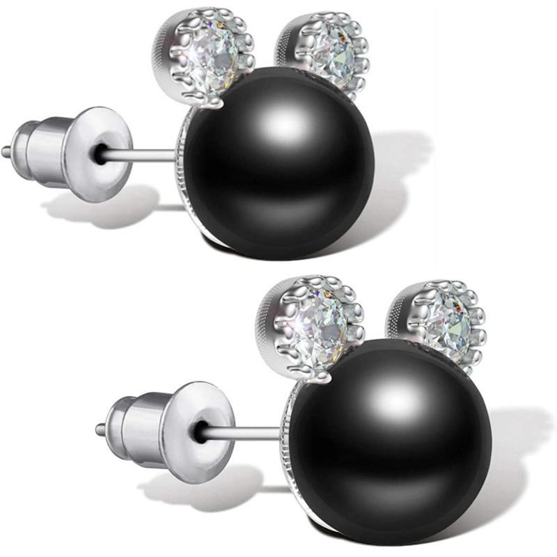 

Серьги-гвоздики в стиле милой мышки-кошки с черным покрытием и искусственным жемчугом для свадьбы, коктейльной вечеринки 1 pair чёрный