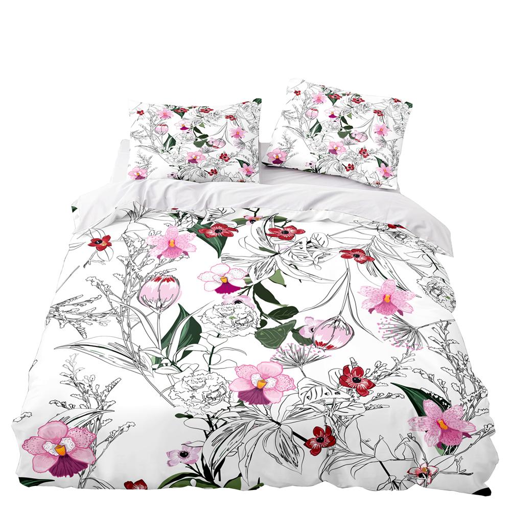 Floral Cactus King Queen Duvet Cover Watercolor Tropical Plants Bedding Set for Teen Adults Flowers 2/3pcs Polyester Quilt Cover