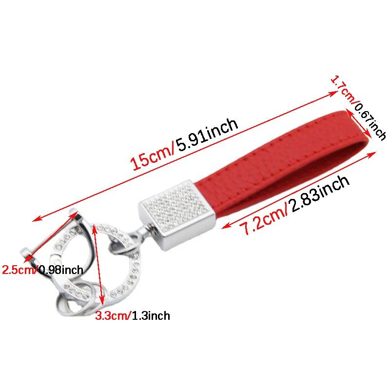 Modny skórzany brelok z kryształkami górskimi PU, breloczek sprężynowy z zapięciem na kluczyki samochodowe, akcesoria, breloczki dla kobiet