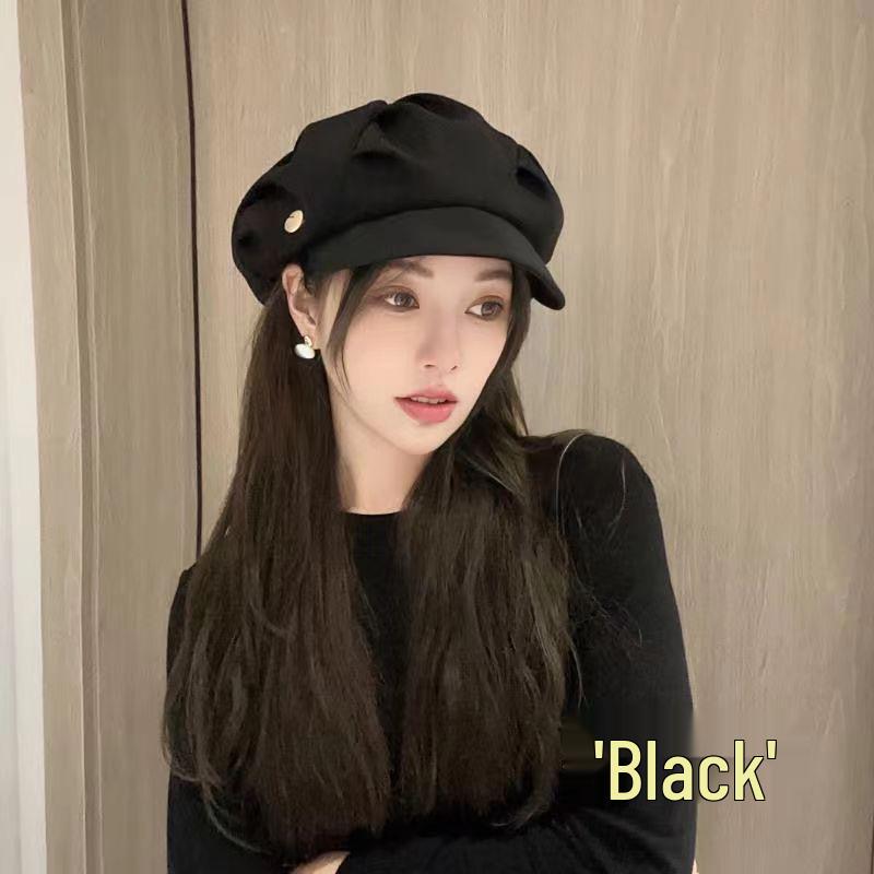 Korean Style Versatile Black Artist Beret: Spring & Autumn Edition
