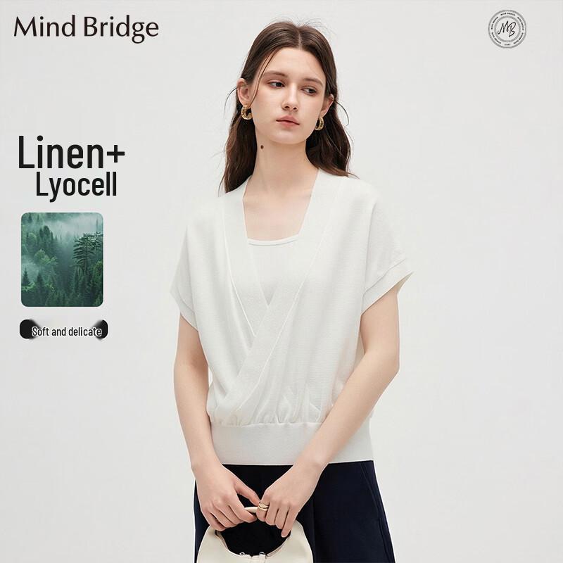 

Mind Bridge Women s Textured Knit Short-Sleeve T-Shirt L (170/92A)