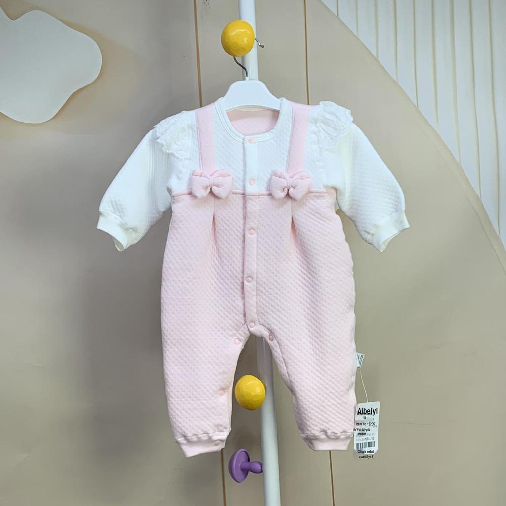 Charming Baby Girl Romper with Bow - Newborn Princess Crawling Outfit