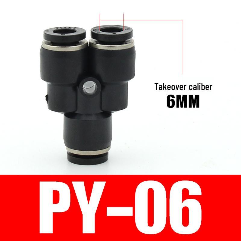 PU Pneumatic Quick Connect Air Hose Fittings, Straight & Three-Way, Sizes: 4/6/8/10/12/16mm