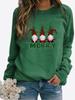Winter Women's Christmas Printed Round Neck T-shirt Plus Size Casual Long Sleeve Tops Comfortable Sweatshirt