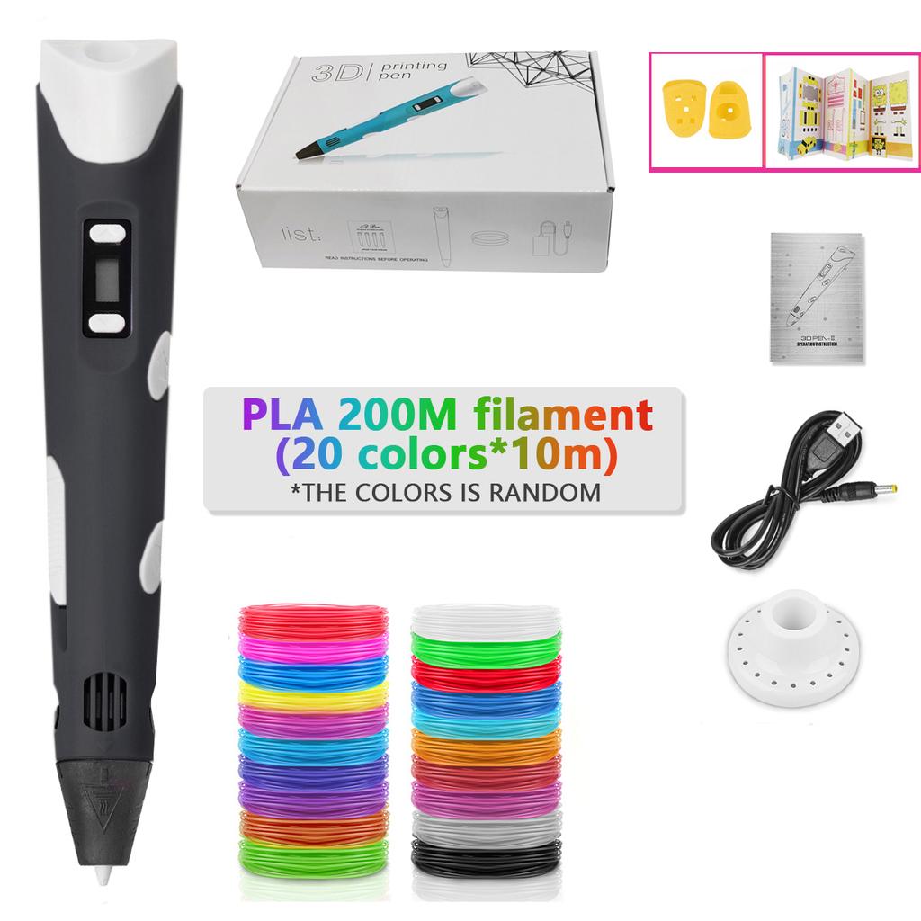 3D Pen Adjustable Spinning Speed For Children 3D Drawing Printing Pens with LCD Screen PLA 1.75mm Filament Toys For Kid DIY Gift
