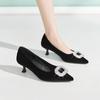 [Same as in the mall] Temperament pointed heavy duty water drill square buckle thin heel shallow mouth single shoe