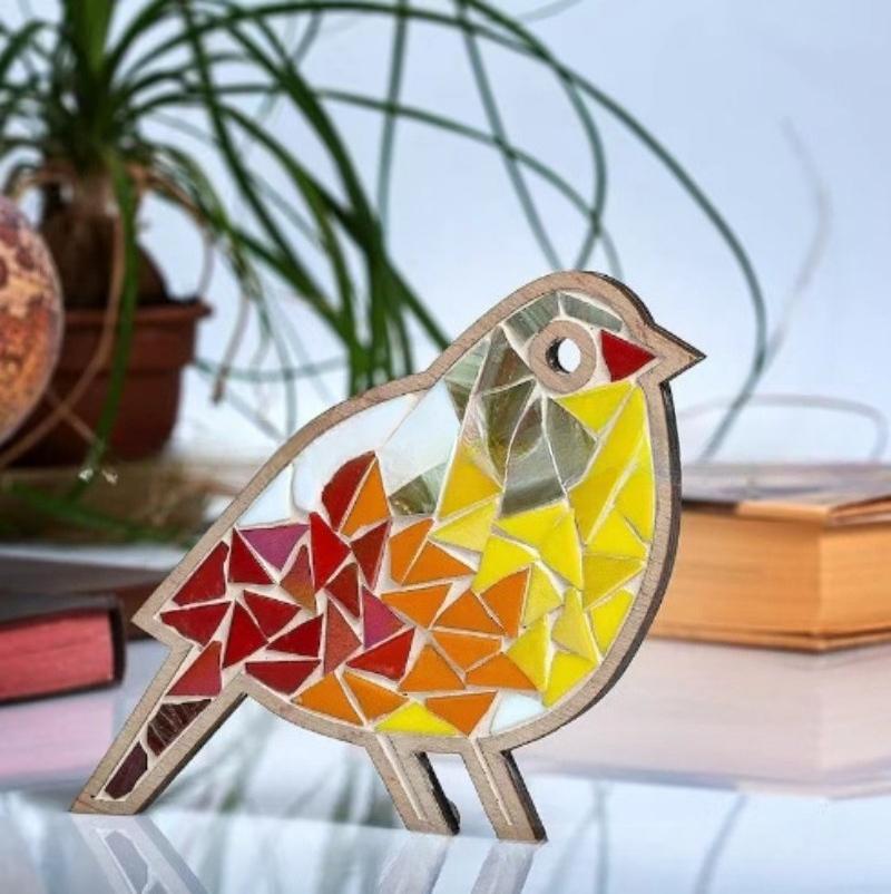Handmade Creative Diy Mosaic Kit Stained Glass Craft Mosaic Kit Bright Feather Mosaic Kit Crafts Lovers For Adults/Kids