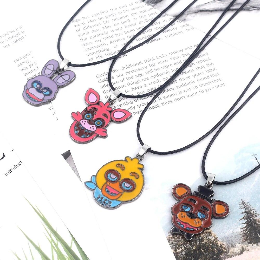 Anime Game FNAF Freddy Necklace Foxy Bonnie Animal Doll Figures Pendant Necklace Jewelry Accessories Kids Gift