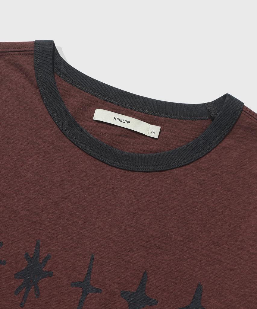 KIIMUIR [Crop] Flashmove Ringer Crop Short Sleeve T-Shirt_Burgundy